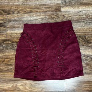 Forever 21 Maroon Suede Faux Lace-up